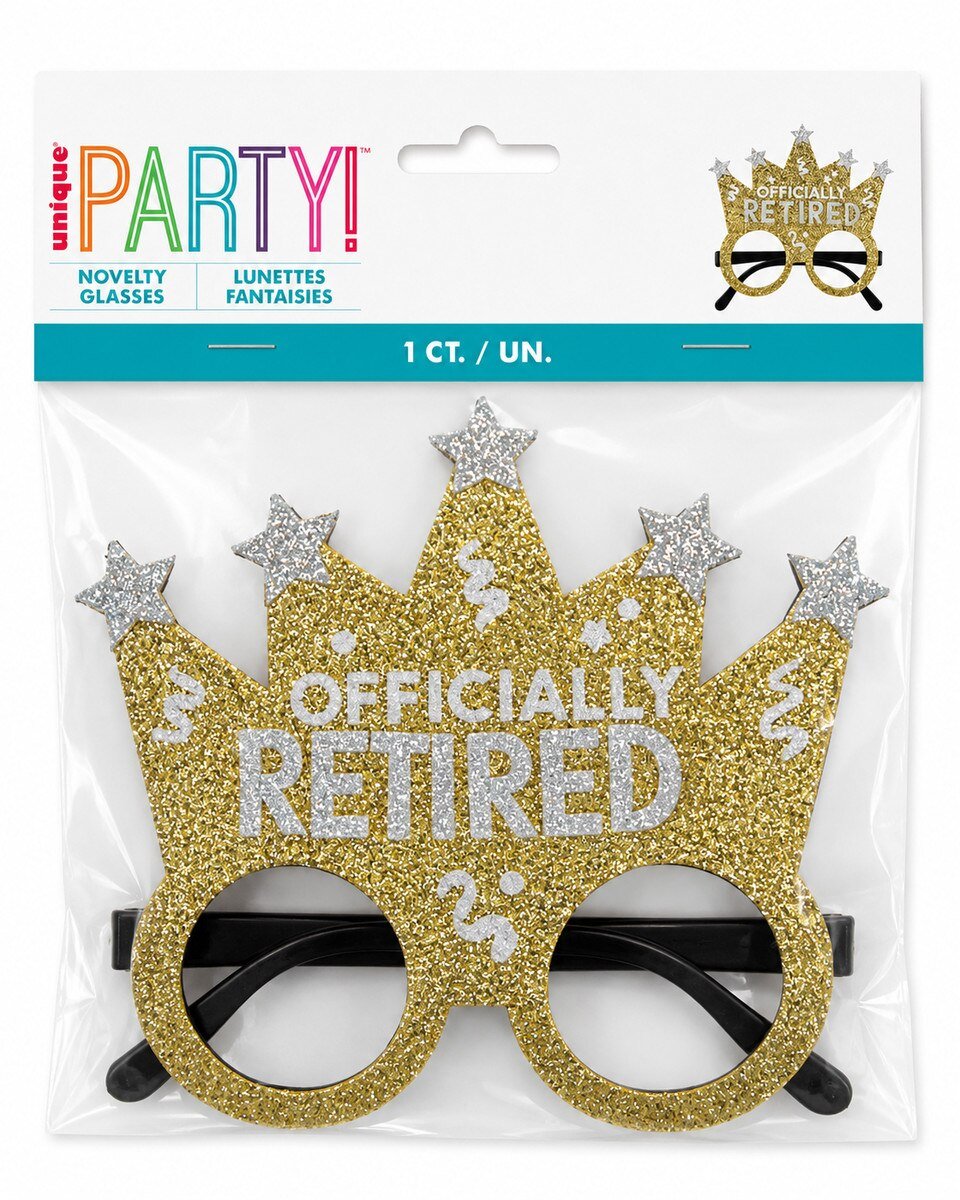 Glasses Offically Retired Glitter Felt & Plastic Novelty