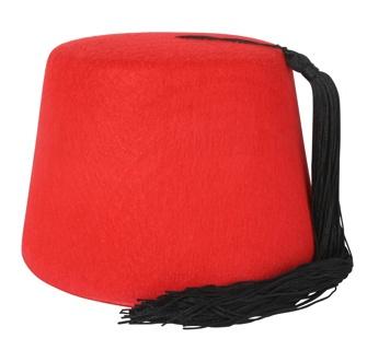 Hat Red Fez With Black Tassels