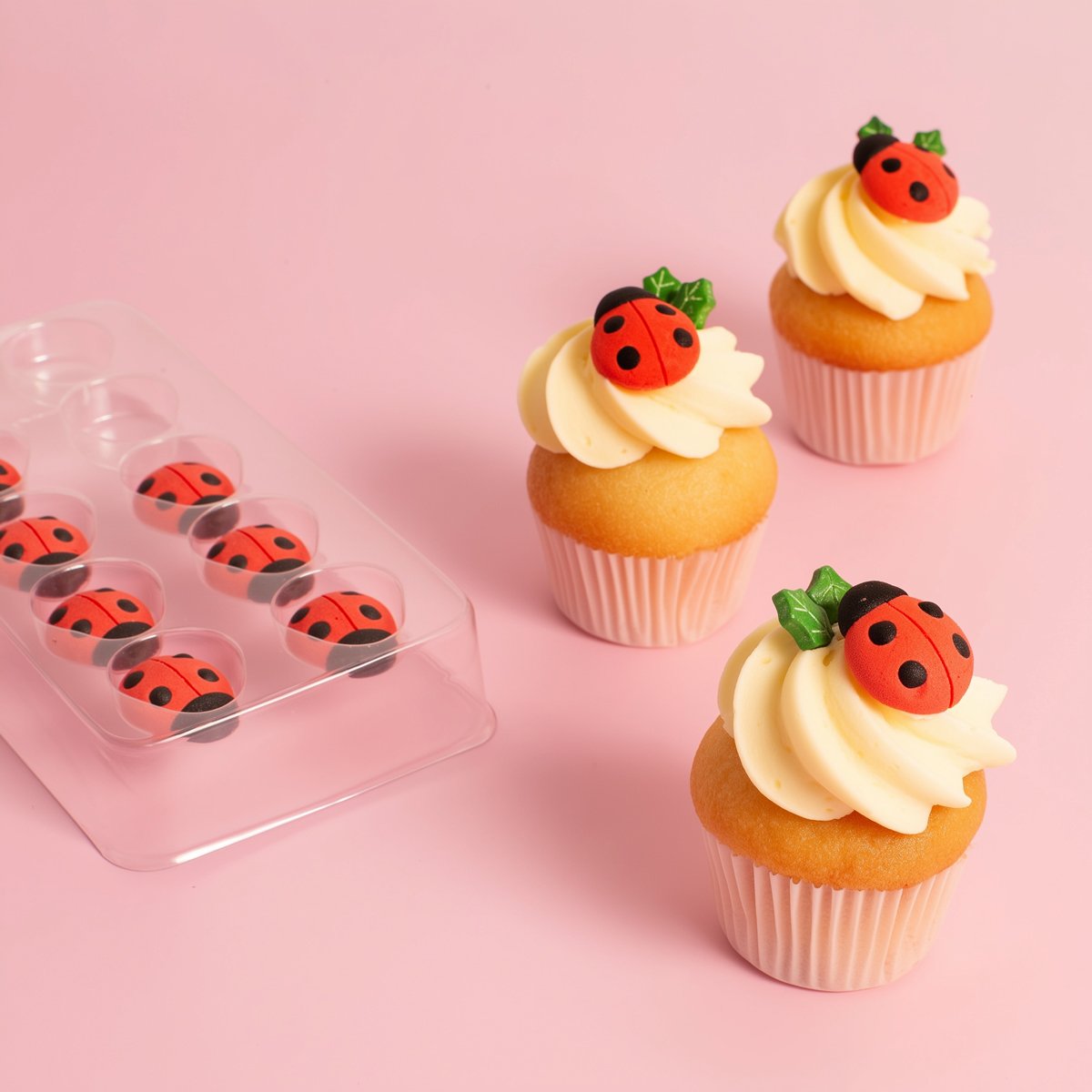 Edible Icing Decorations Animal Ladybug/Birds Red/Black Pk/10