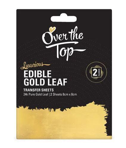 Edible Gold Leaf Transfer 24k Pure Gold Pk/2 Sheets (Each Sheet 8cm x 8cm)