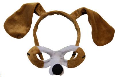 Animal Costume Headband & Mask Set Dog Brown/White