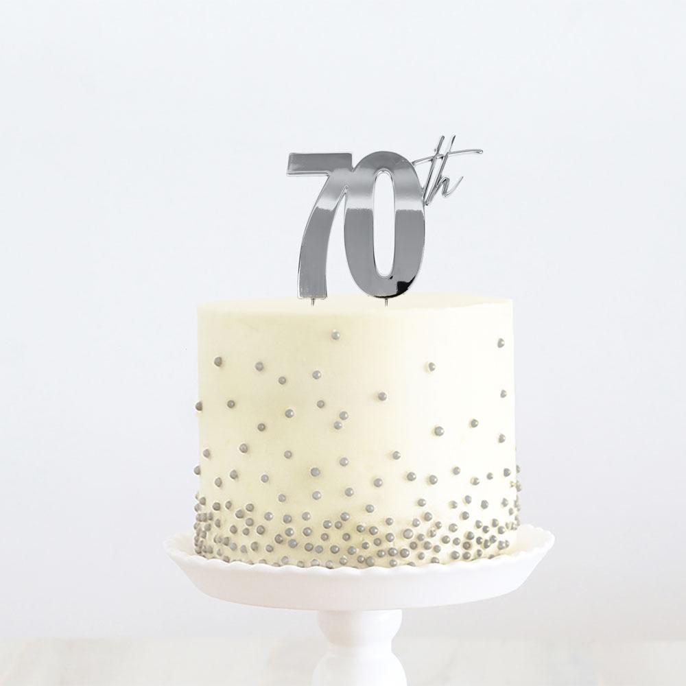 Topper 70th Silver Metal 11cm X 9cm