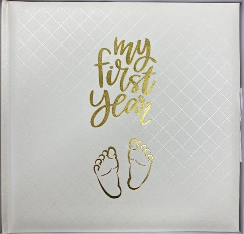 Gift Record Book Baby First Year White