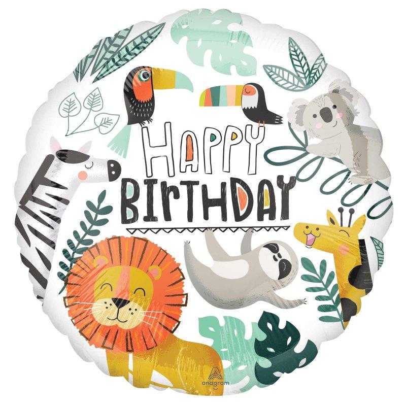 Balloon Foil 45cm Get Wild Happy Birthday Safari Jungle