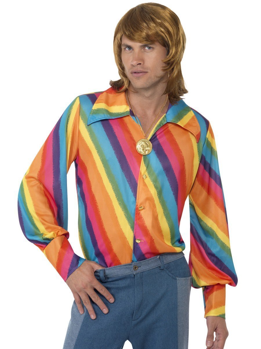 Costume Adult 1970s Rainbow Shirt Medium