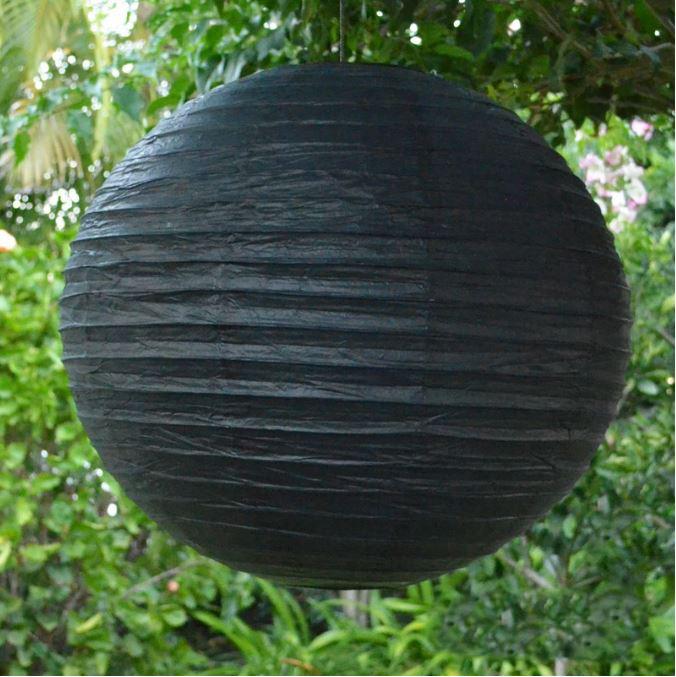 Lantern 35cm Black Round Paper