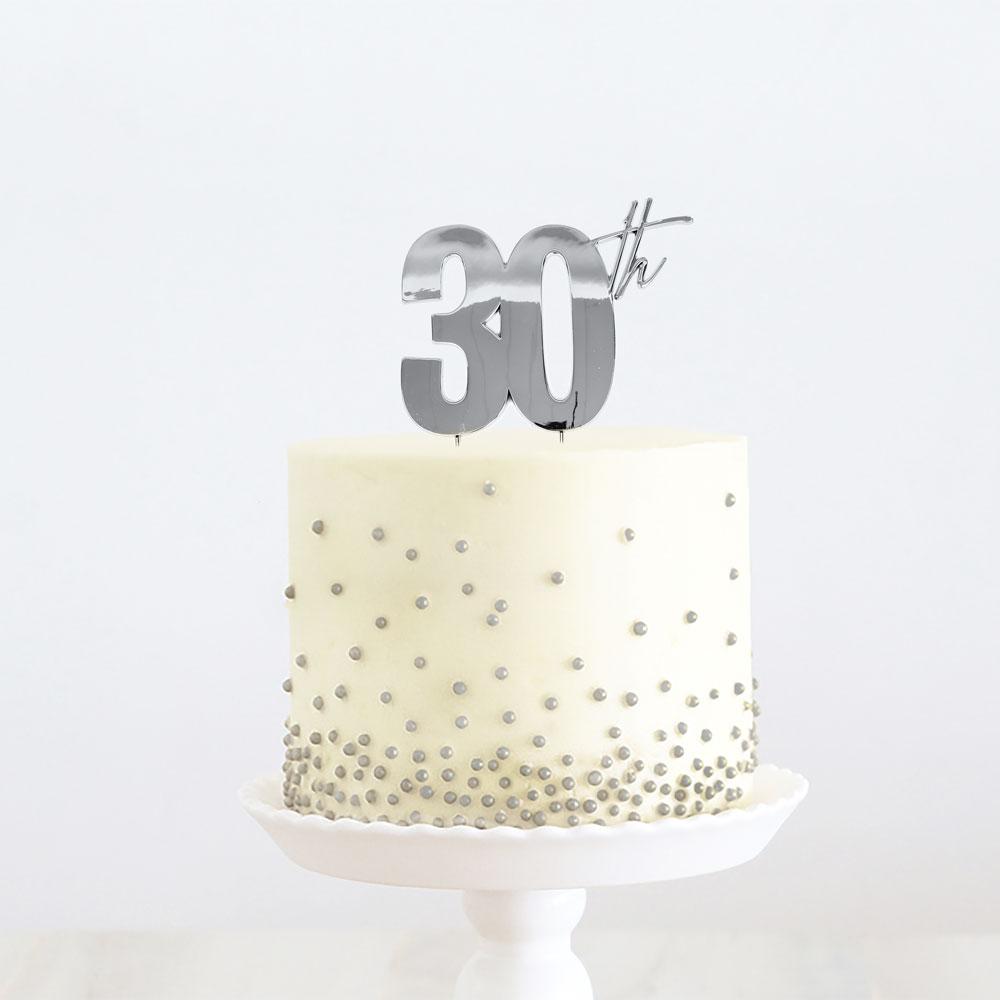 Topper 30th Silver Metal 11cm X 9cm