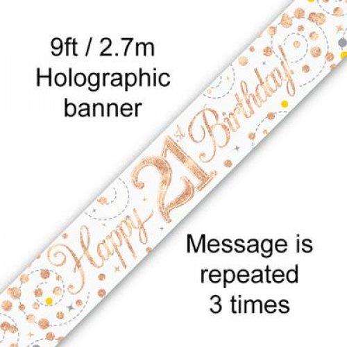 Banner Happy 21st Birthday Sparkling Fizz 2.7m Rose Gold
