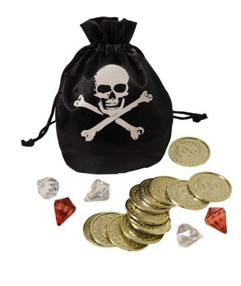 Pirate Coin Jewels And Pouch Set Skull Crossbone