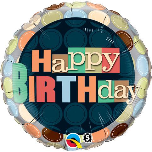 Balloon Foil 45cm Birthday Dots