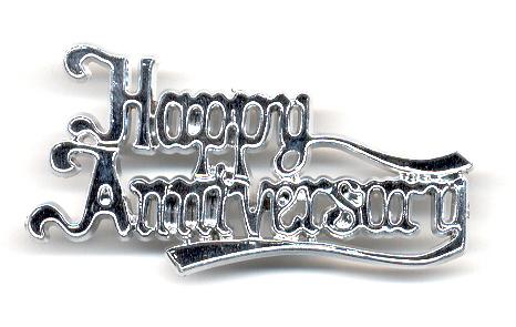 Cake Topper Happy Anniversary Silver