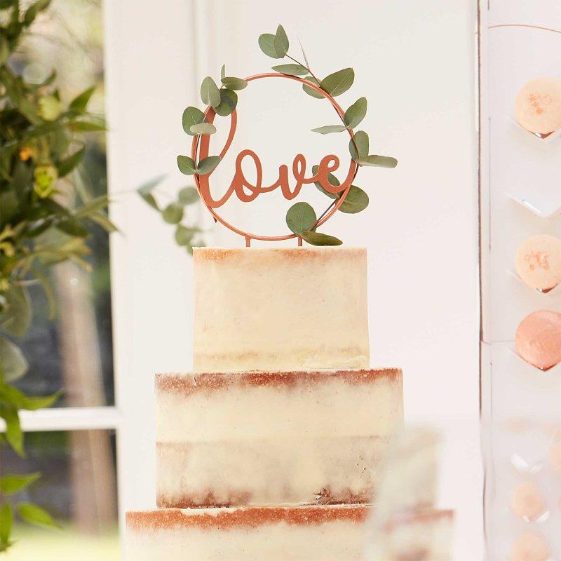 Cake Topper Love Metal Hoop With Script 12.5cm W X 18.5cm H