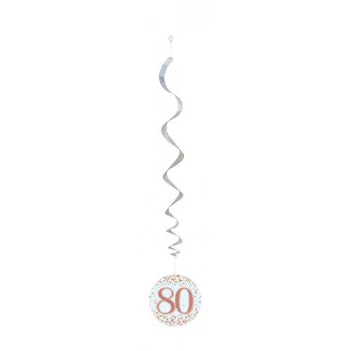 Hanging Swirls 80th Birthday Sparkling Fizz Rose Gold Pk/6