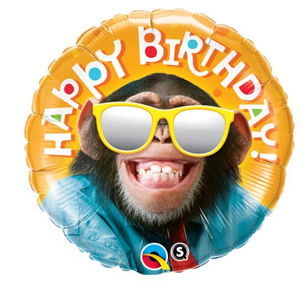 Balloon Foil 45cm Birthday Smiling Chimp