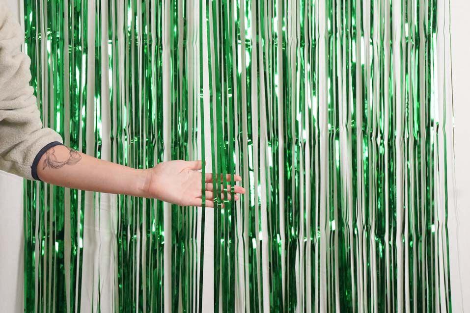 Curtain Satin Metallic Green Mylar Extra Large 1m X 2.4m