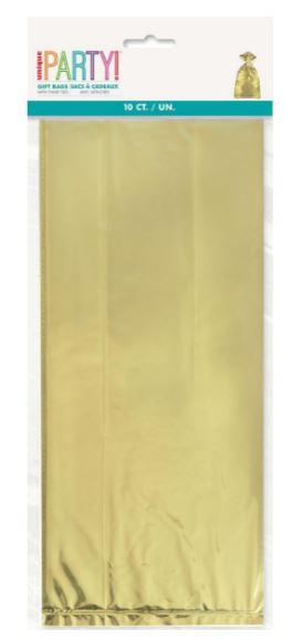 Cello Loot Bags Metallic Gold Pk/10 28cm H X 13cm W