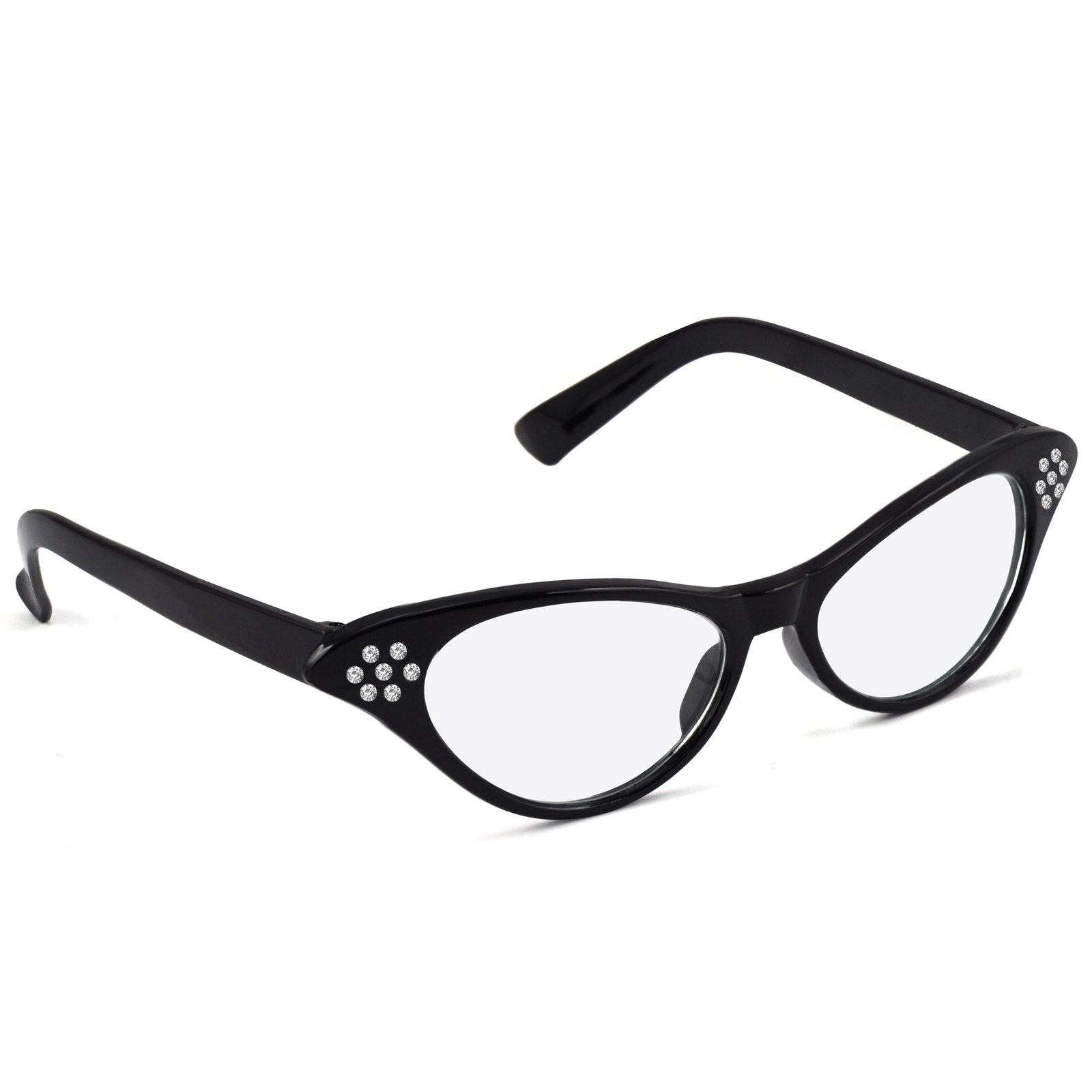 Glasses 1950s Rhinestone Black