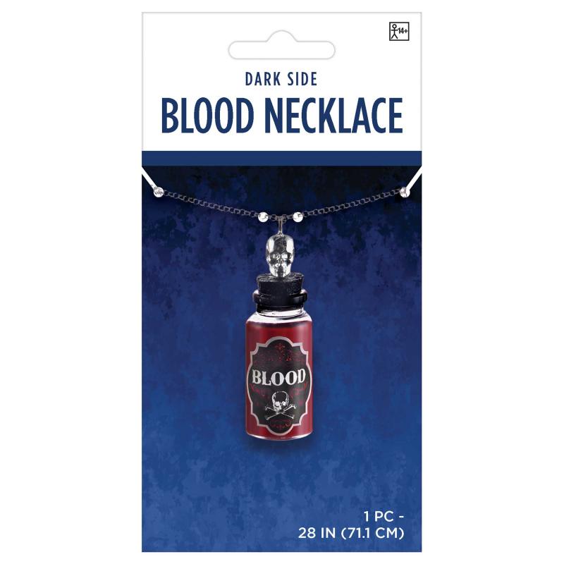 Necklace With Bottle Of Blood And Skull On Top 6cm X 3cm Bottle 71cm Chain