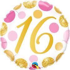 Balloon Foil 45cm 16th Birthday Pink & Gold