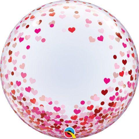 Balloon Bubble 60cm Red & Pink Confetti Hearts