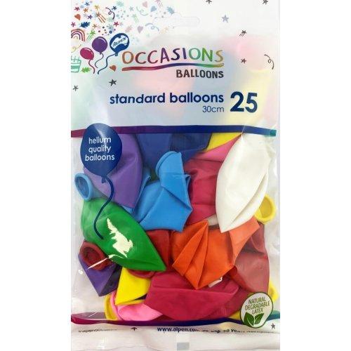 Latex Balloons Assorted 30cm Occasions Budget Pk/25