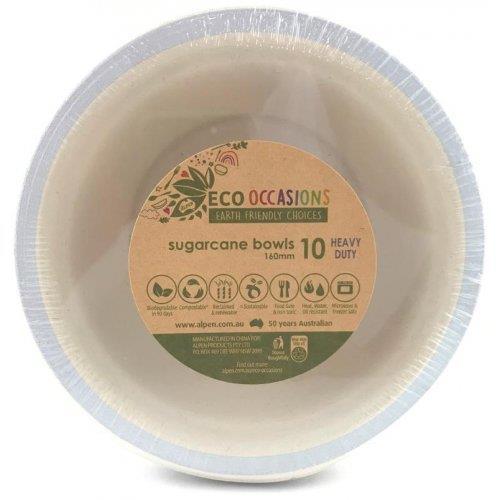 Sugarcane Bowl Silver Rim 16cm Pk/10 Eco Friendly