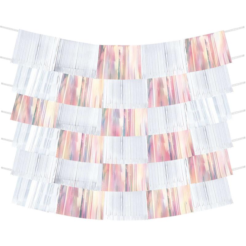 Backdrop Fringe Pastel Pink & White Scene Setter Pk/9 152cm