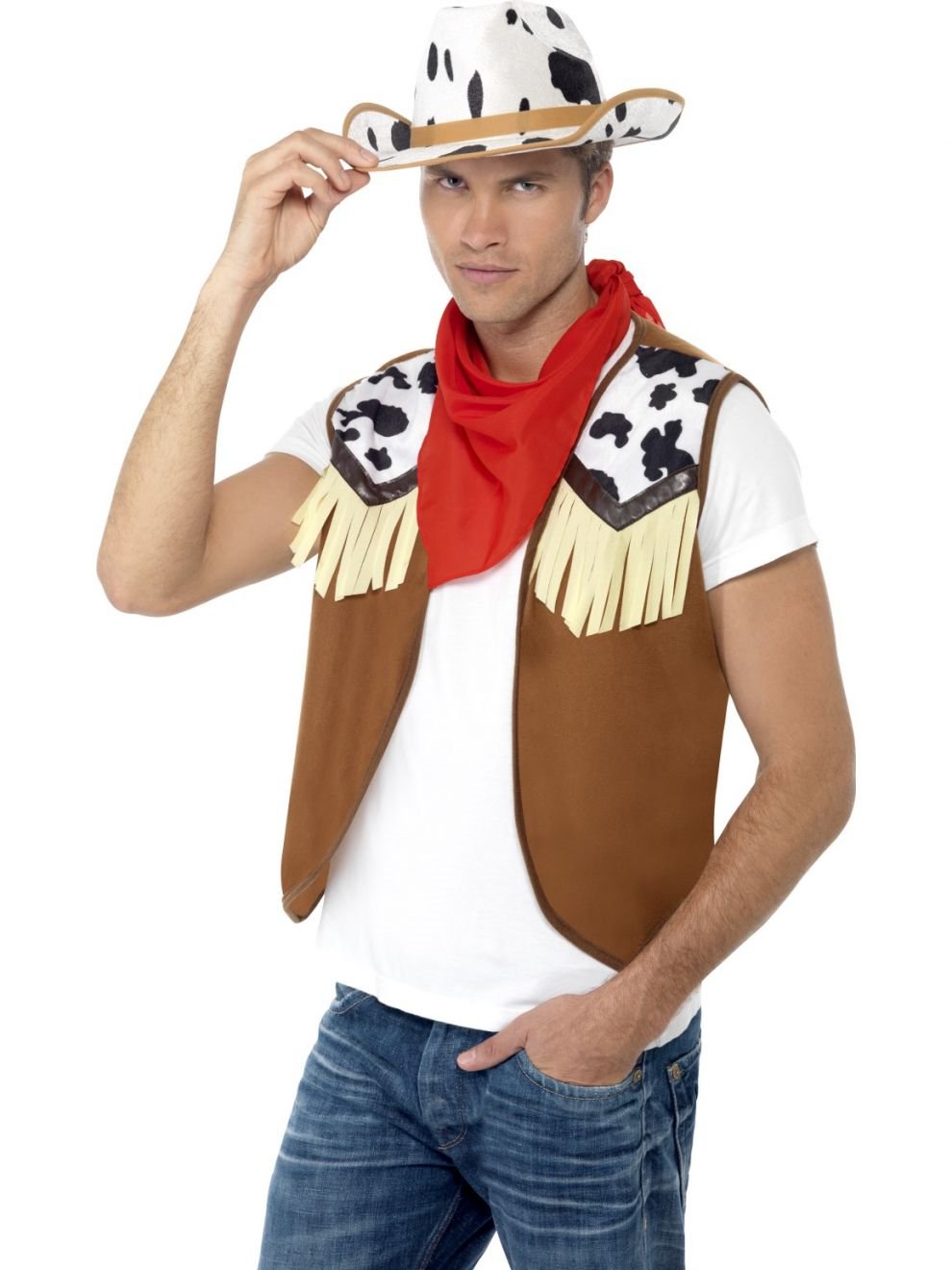 Western Cowboy/Cowgirl Costume Kit (Waistcoat, Neck Scarf & Hat)