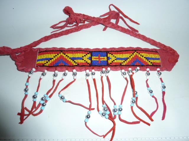 Native American Indian Choker Beaded Deluxe Red