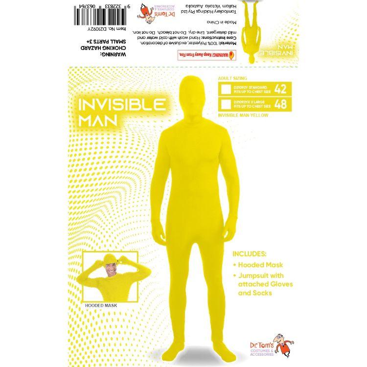 Costume Adult Invisible Man Yellow Spandex (Tom)