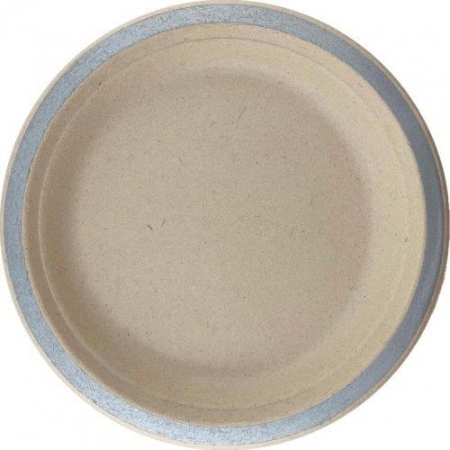 Sugarcane Plate Silver Rim 18cm Pk/10 Eco Friendly