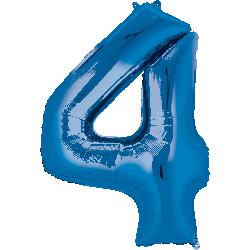 Balloon Foil Megaloon Num 4  Blue 86cm-Discontinued Line: Last Chance Buy