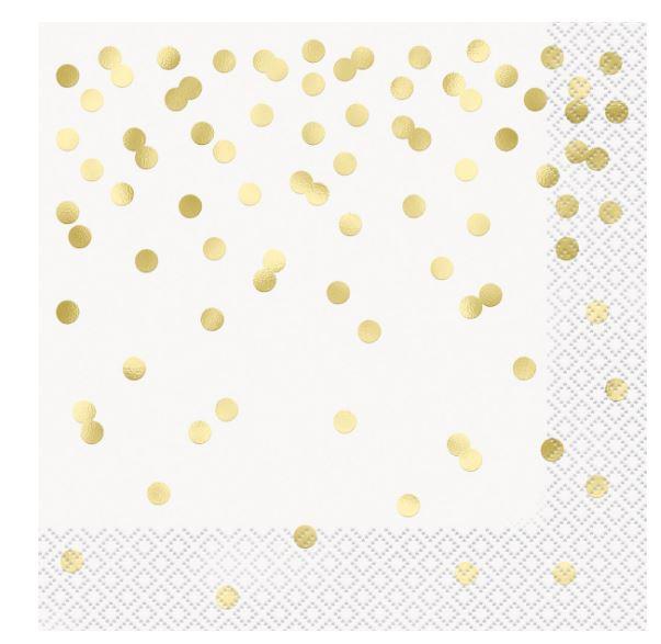 Napkins Lunch Gold Confetti 2ply Pk/16  33cm X 33cm