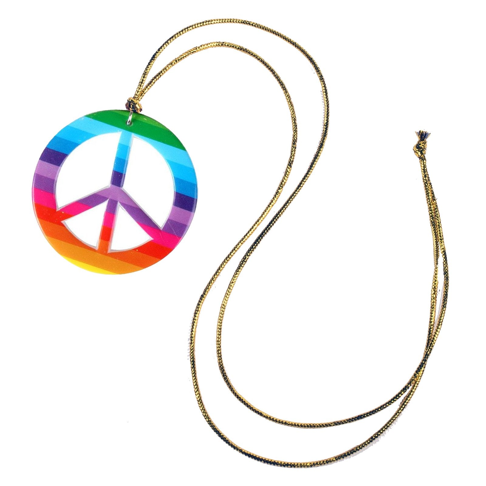 Rainbow Peace Sign Necklace Hippie