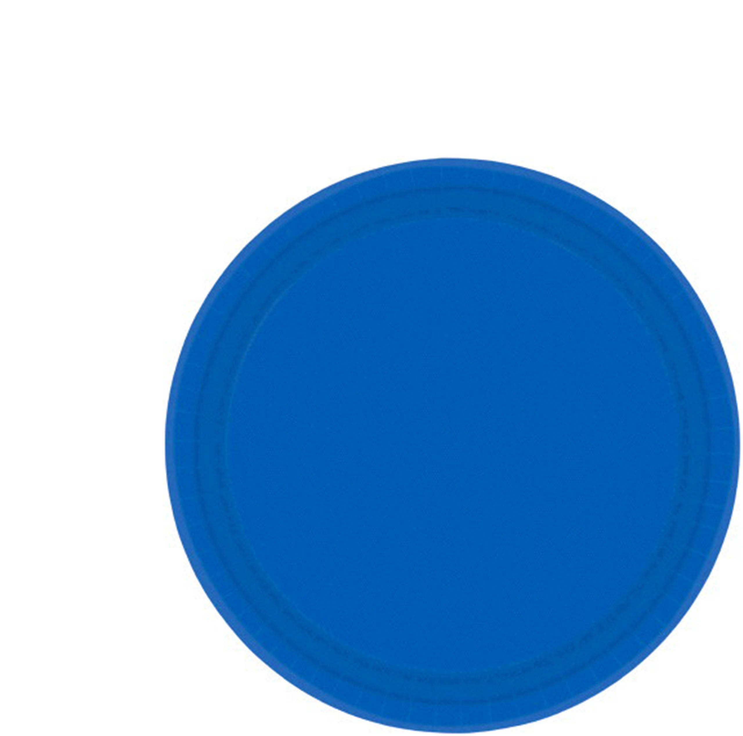 Paper Plates 17cm Bright Royal Blue Round 20 Pack