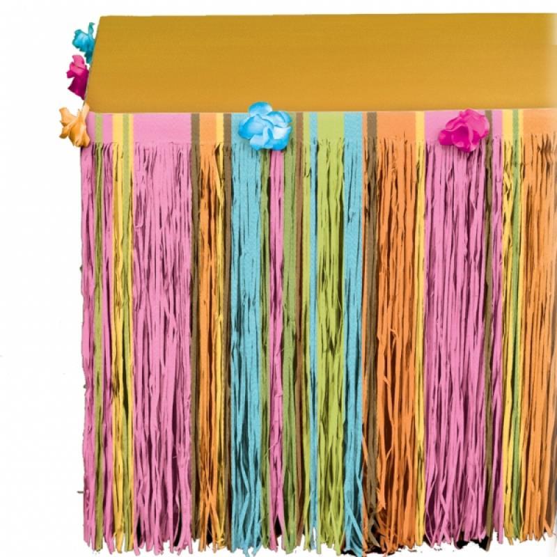 Table Skirt Totally Tiki Multi Coloured & Flowers 73cm X 3m