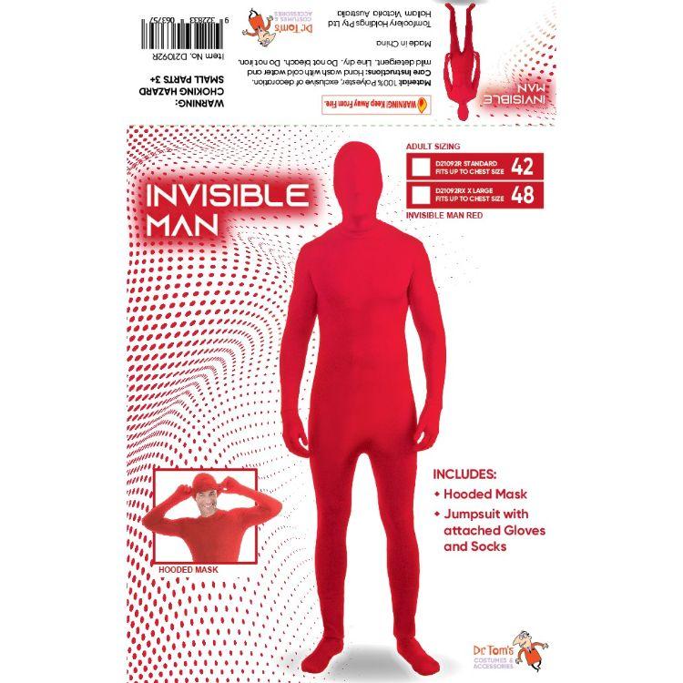 Costume Adult Invisible Man Red Spandex (Tom)