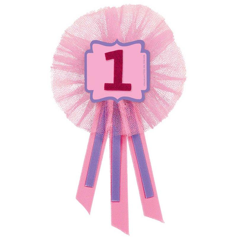 Badge Award Ribbon 1st First Birthday Pink