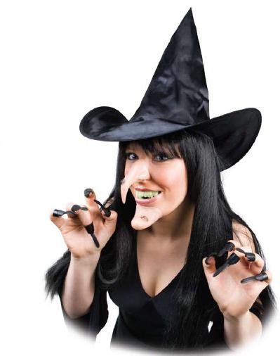 Witch Set Hat Nose Teeth Chin Claws