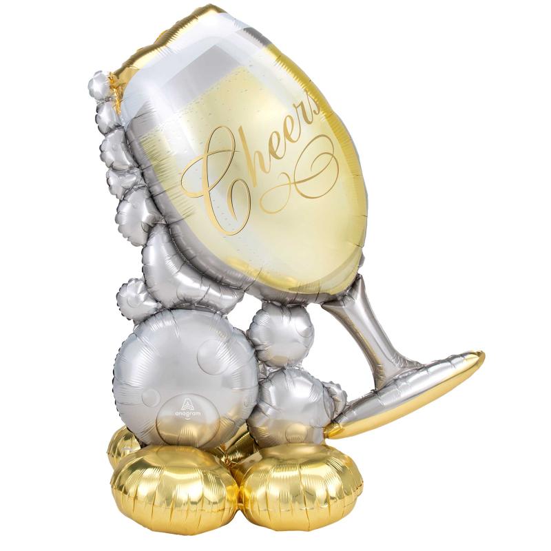 Balloon Foil Airloonz Bubbly Wine Glass Cheers 129cm X 104cm