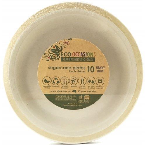 Sugarcane Plate Gold Rim 18cm Pk/10 Eco Friendly