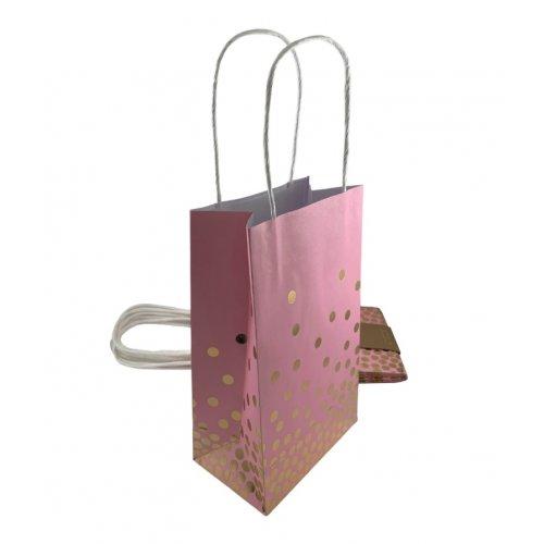 Party Loot Bag Paper Pink With Gold Dots Pk/5