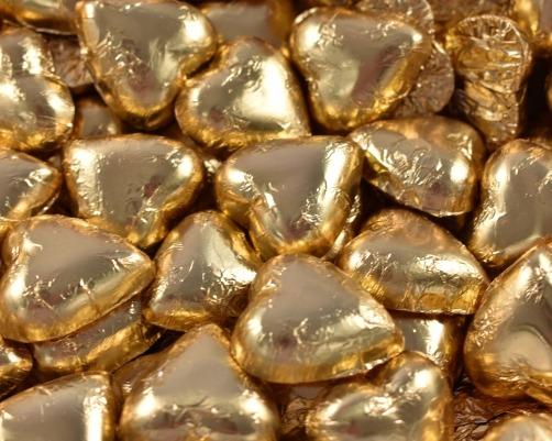 Chocolate Hearts Gold 1kg Bulk