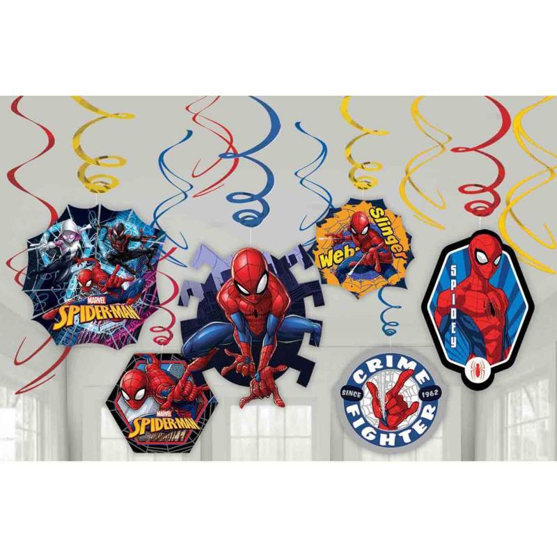 Spiderman Webbed Hanging Swirls Pk/12