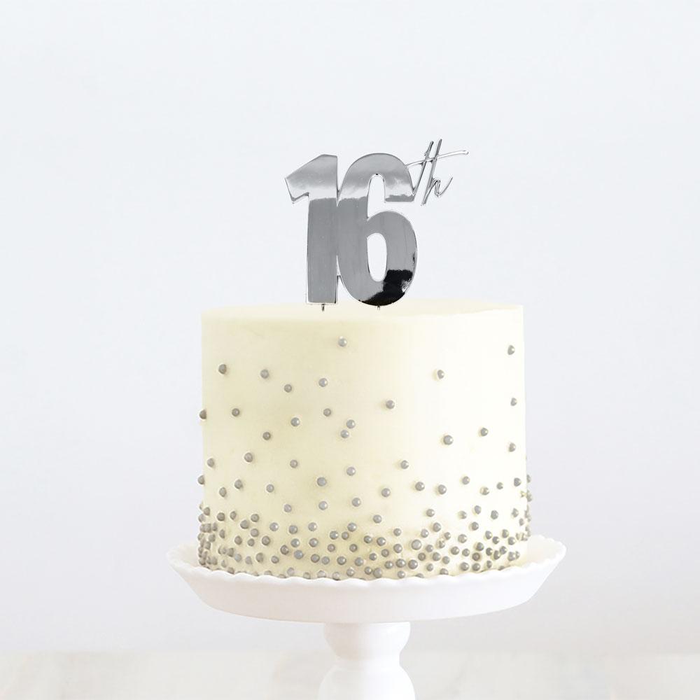 Topper 16th Silver Metal 11cm X 9cm