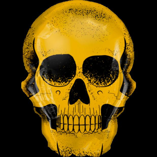 Balloon Foil Supershape Golden Skull 91cm