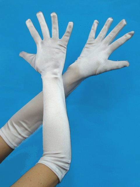 Gloves Long 45cm White Satin Lycra