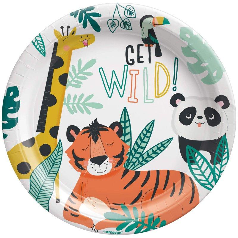 Get Wild Jungle Safari Plate Paper 23cm Pk/8 Happy Birthday