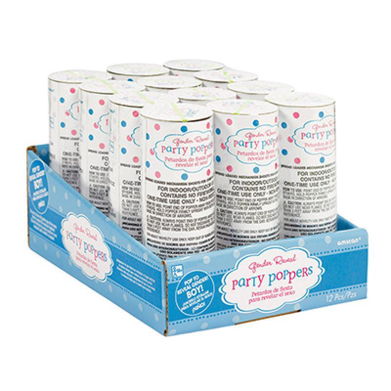 Girl Or Boy? Confetti Poppers - Boy Gender Reveal Box/12