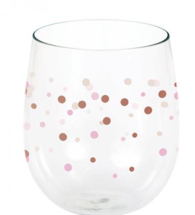 Rose All Day Stemless Wine Glass Dots Rose Gold 414ml Each